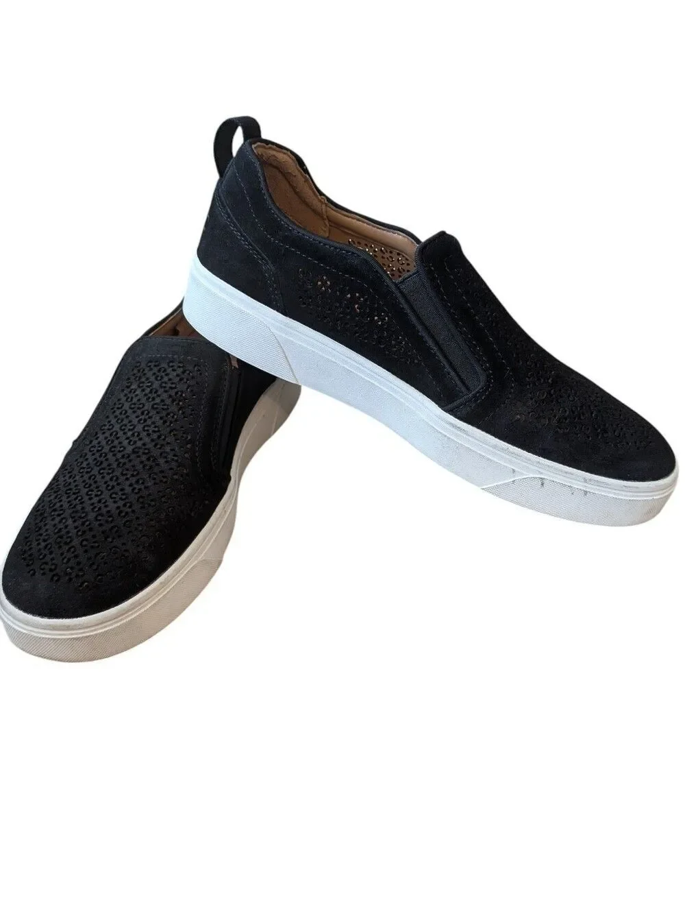 Vionic Kani Womens Size 7 Shoes Black Slip-On Perforated Casual Shoes